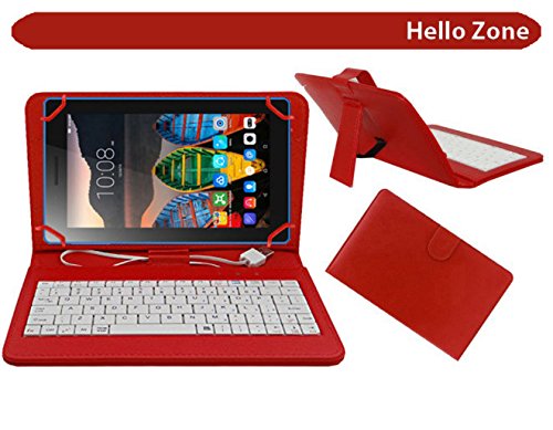 Hello Zone Exclusive 7� Inch USB Keyboard Tablet Case Cover Book Cover for Samsung Galaxy J Max Tablet -Red