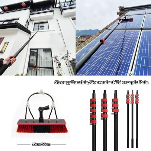 Kit de limpieza de paneles de suministro de agua para el hogar, cepillo giratorio para una limpieza eficiente de ventanas, herramientas versátiles para el hogar para una limpieza brillante