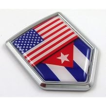 USA Cuba American Cuban Flag Car Chrome Emblem 3D Decal Sticker by Car Chrome Decals Shield Shape