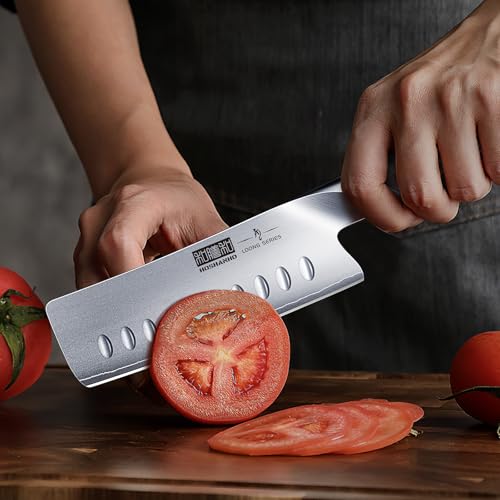Image of HOSHANHO 5.5 Inch Nakiri Knife, Japanese High Carbon Stainless Steel Chef Knife, Multipurpose Meat Vegetable Sharp Kitchen Knife with Ergonomic Pakkawood Handle