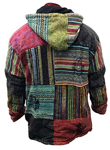 Veste à fermeture éclair et motifs croix en patchwork ethnique unique
