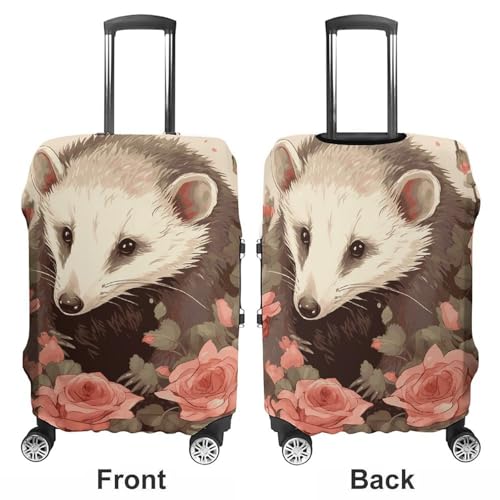 Opossum And Roses Printed Luggage Cover Protector, Fits 18-32 Inch Luggage3