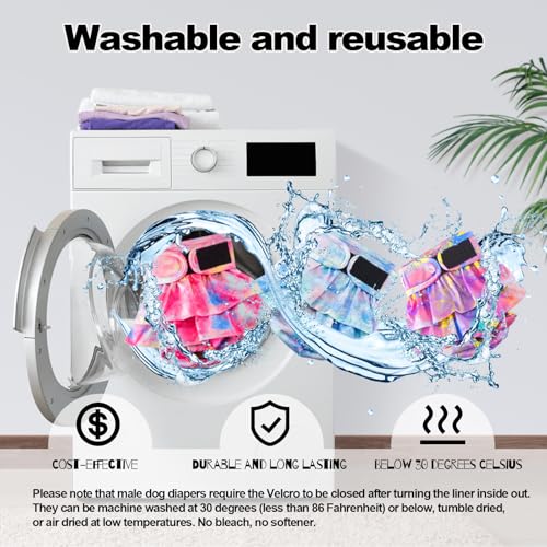 Image of Reusable Dog Diapers Female Medium Washable, Premium Doggie Diaper for Dogs, Pack of 3, Highly Absorbent Dog Diaper for Heat, Incontinence and Puppy Training(M)