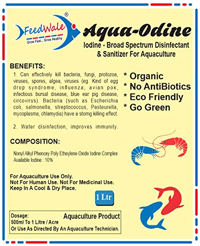 FeedWale Aqua-Odine Iodine Broad Spectrum Disinfectant & Sanitizer for Pond Water Fish Aquaculture 1