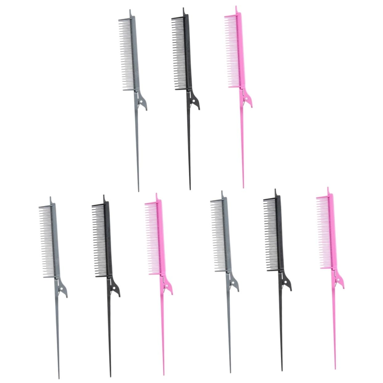 FRCOLOR 9pezzi Pettine Per Acconciature Per Parrucchieri Per Styling e Colorazione Colori
