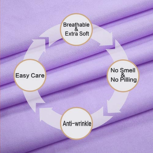 Image of Twin XL Sheets Set 4 Piece Extra Soft Cooling Bed Sheets - Hotel Luxury 1800 Bedding Sheets & Pillowcases - 1 Flat Sheet,1 Fitted Sheet and 2 Pillow Cases - Deep Pocket up to 16 inch (Lavender)