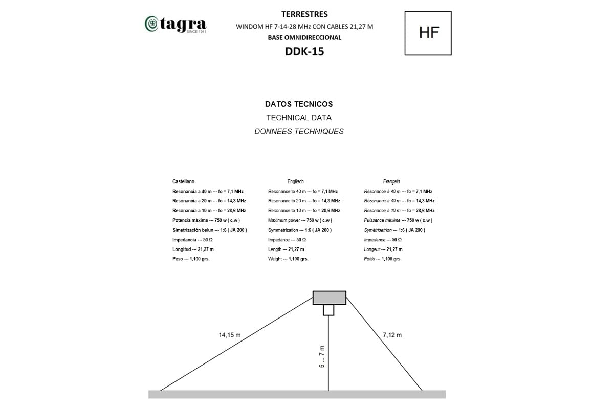 Tagra ddk-15 – Antena filare Windom 10 – 15 – 20 – 40-M.