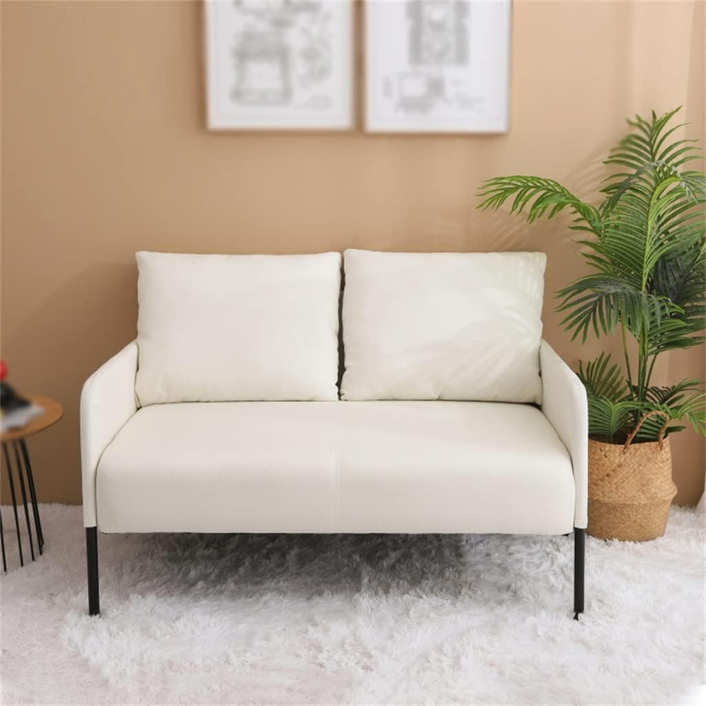 Fabric Loveseat Sofa, Linen Sofa Couch with Metal Legs, Soft 2 Seater Sofa for Living Room, Bedroom, Reading Room