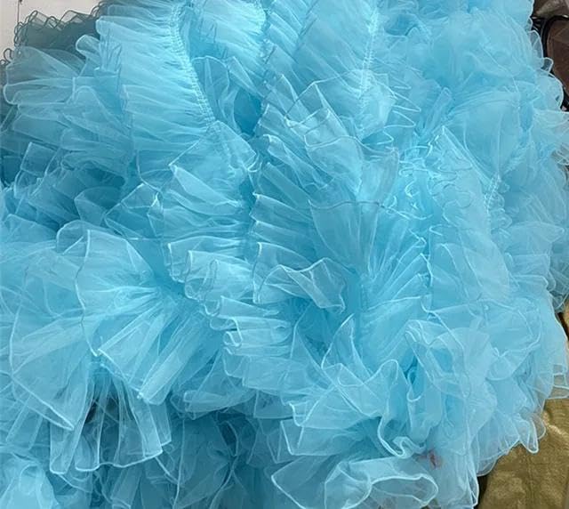 Generic 11Cm Wide Blue Pink Soft Mesh Dense Pleated Skirt Hem Puffy Gauze Skirt French Fabric Lace Accessories 2Meter - 2Meter