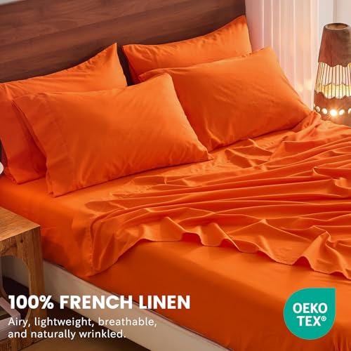 Image of Bedlifes 100% French Linen King Bedding Set - 18-24 inch Extra Deep, 4-Piece | Soft & Durable, Breathable & Cooling, Flax Linen Sheet, OEKO-TEX Certified, Moisture Wicking, Easy Care, Machine Washable