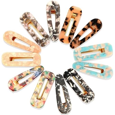 Cridoz 12 Pcs Acrylic Resin Hair Clips Cover