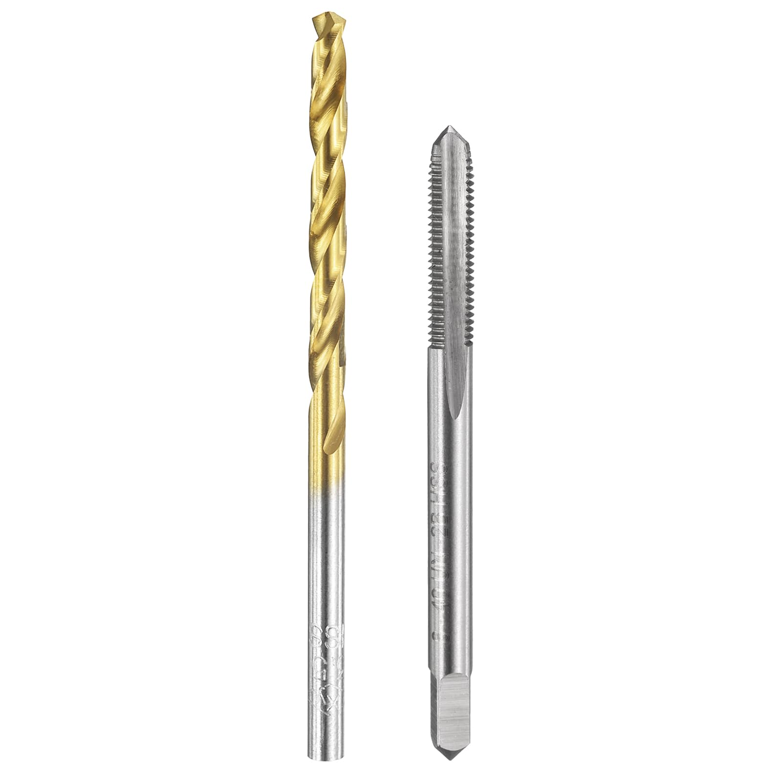 Set di maschi e punte da trapano, 1 maschio per filettatura a scanalatura dritta 8-40 UN e 1 punta elicoidale da 3,5 mm, kit di utensili per filettatura HSS-6542 non rivestiti/rivestiti in titanio