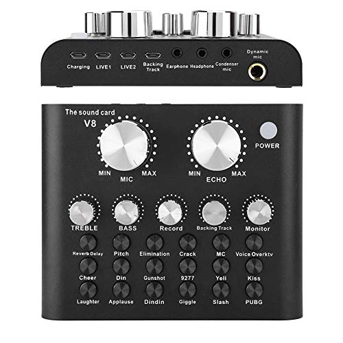 Aramox Sound Card,1200MAH V8 Voice Change Mobile Phone Computer Live Audio Sound Card