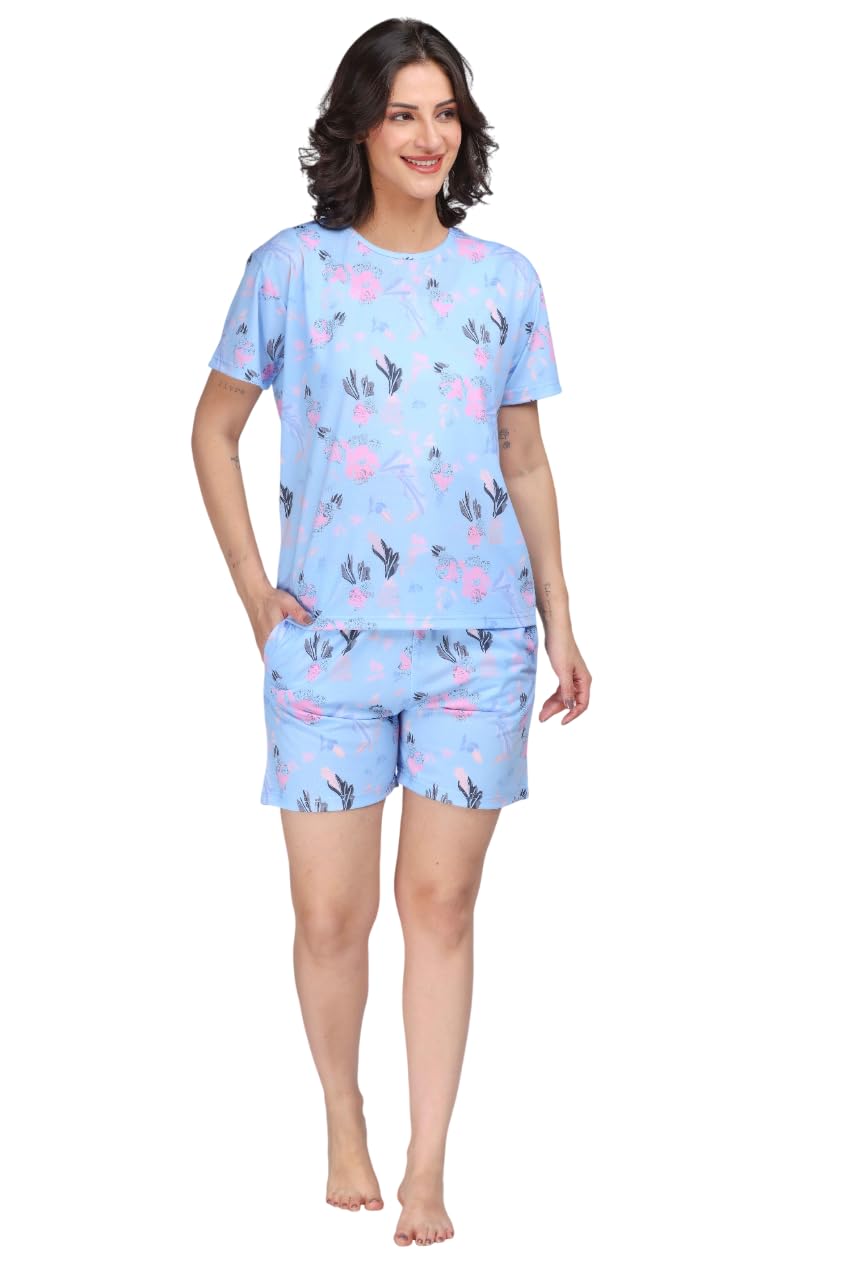 karen peach All Over Print Shorts Set for Women | Soft Jersey Co-ord | T-Shirt & Elastic Waist Shorts | Lightweight Casual Loungewear-picture-53