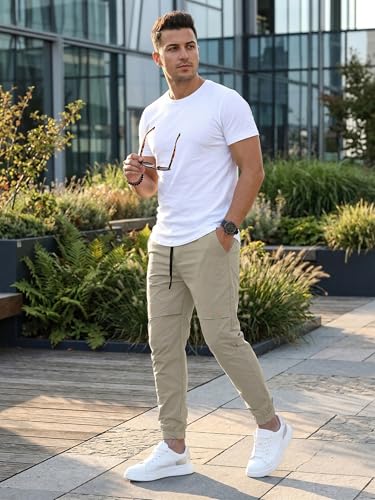 Image of ANNI Designer Men Cargo Pants Cotton Solid | Cargo Pants for Men | Mens Cargo Trouser | Multi Pocket Cargo Pant Regular Fit | Casual Stylish Bottom Wear for Mens Comfortable Clothing
