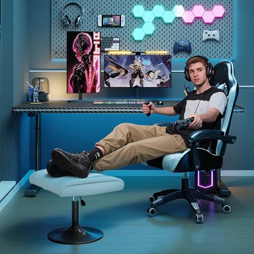 Image of VECELO Foot Rest Under Desk Ottoman, PU Height Adjustable Footrest with Comfort Padding, Leg Rest for Desk for Relieving Leg Pain, Stiffness, and etc, White