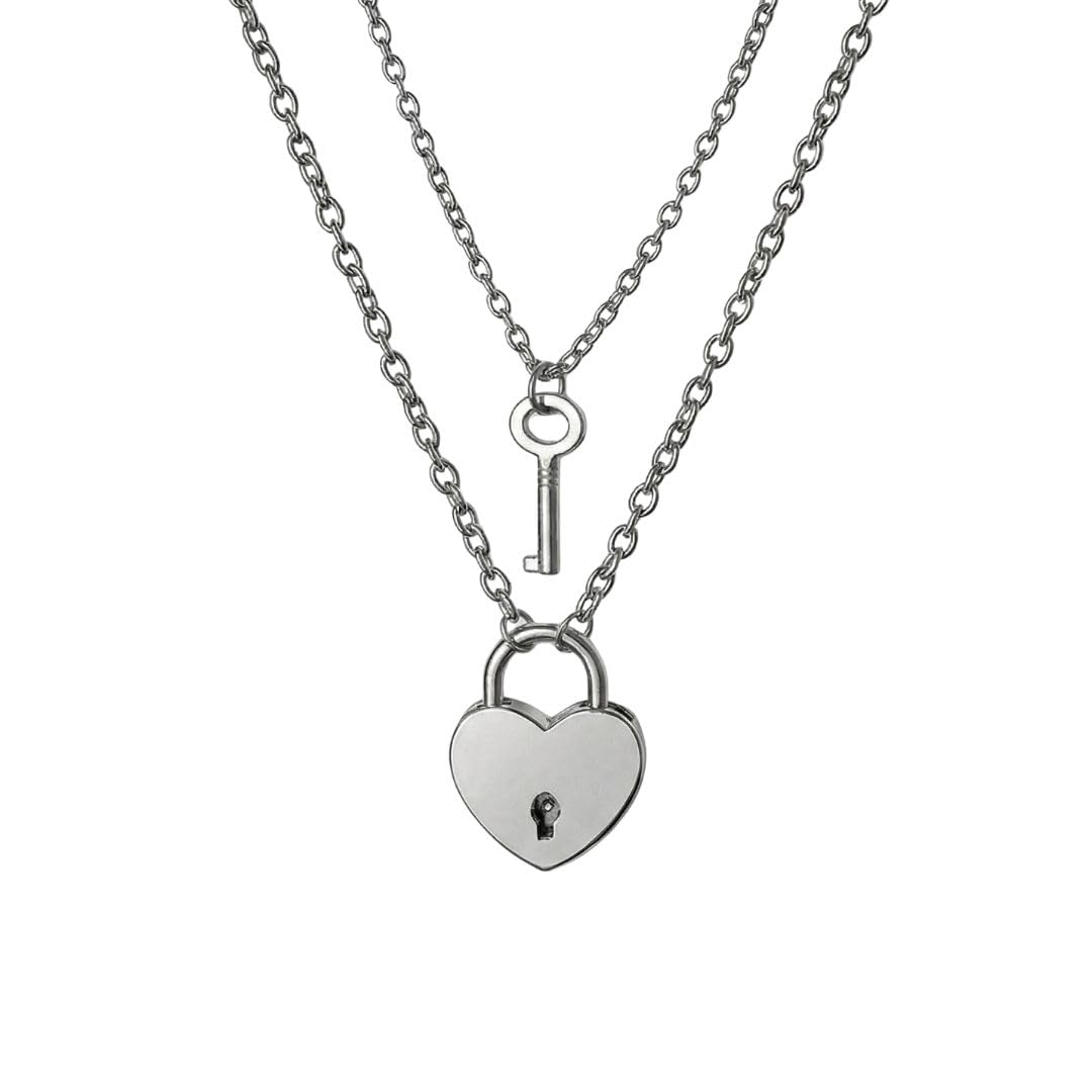 the men thing HEART PADLOCK KEY - Pure Titanium Steel Pendant with 24inch Round Rolo Chain for Men & Boys-picture-40