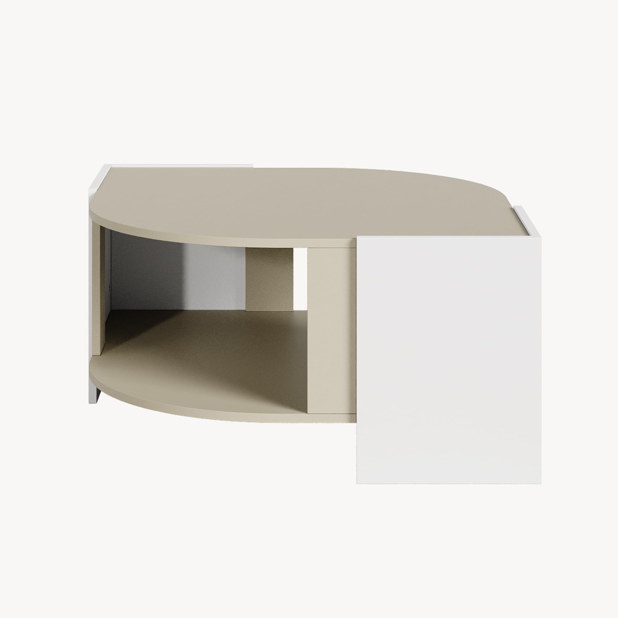 [en.casa] Tavolino Centrale da Salotto con Piano Curvo Tavolo Basso da Caffè con Ripiano Vano Aperto per Soggiorno Living Studio 75 x 75 x 40 cm - Bianco/Color Avena Oatmeal