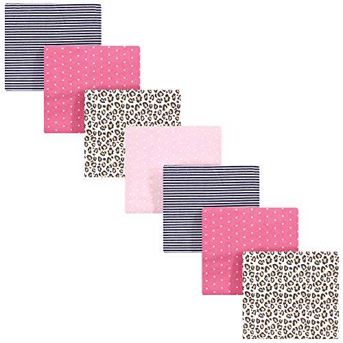 Hudson Baby Unisex Baby Cotton Flannel Receiving Blankets Bundle, Leopard, One Size