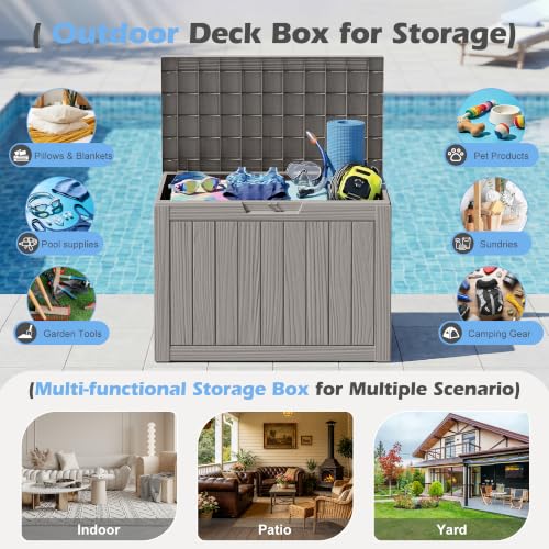 Image of Outdoor Storage Box Waterproof, 45 Gallon Deck Box for Patio Storage