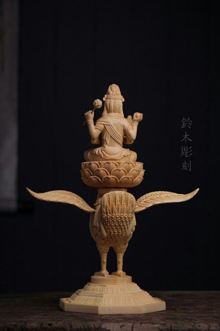 Amazon.co.jp: 孔雀大明王 祈る厄除 仏教美術品 木彫仏像 災難除去 