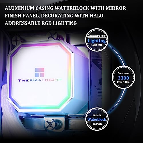 Thermalright Frozen Prism 360 White ARGB AIO Water Cooler,Liquid CPU Cooler, 3×120mm PWM Fans Water Cooling System,1850RPM High Speed,Compatible with AMD/AM4/AM5 & Intel LGA1156/1200/2011/1700 3