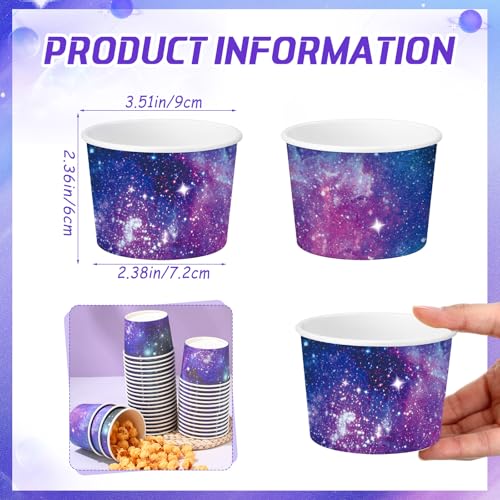 Image of Funnymoom 50 Pack Space Galaxy Party Supplies Galaxy Ice Cream Cups 9 oz Outer Space Disposable Dessert Bowls Paper Soup Bowls Starry Night Snack Cups for Hot or Cold Food for Kids Birthday Party