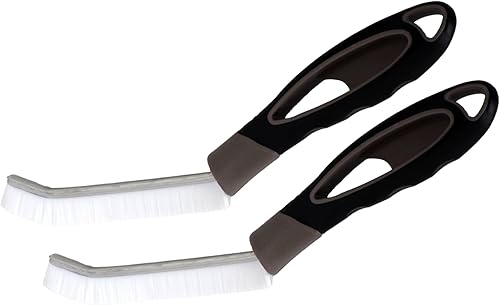 Cepillo de limpieza de lechada (paquete de 2), cepillo de limpieza de hendiduras, mango antideslizante premium, limpiador de azulejos, cepillo de