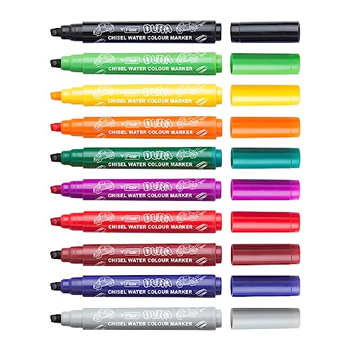 Image of FLAIR Creative Series 10 Vibrant Colorful Shades Hotline Fineliner & 10 Bright Multicolor Shades Chisel Watercolor Pen Art Combo | Ideal for Mandala, Sketching, Doodling, Journal, Coloring, Painting