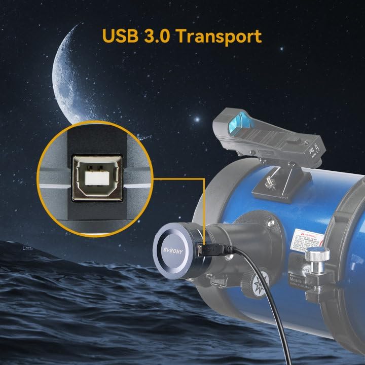 Miniatura 5 de SVBONY Cámara de telescopio SV105, cámara de astrofotografía de color IMX307 CMOS de 1.25 pulgadas, ocular de telescopio electrónico para