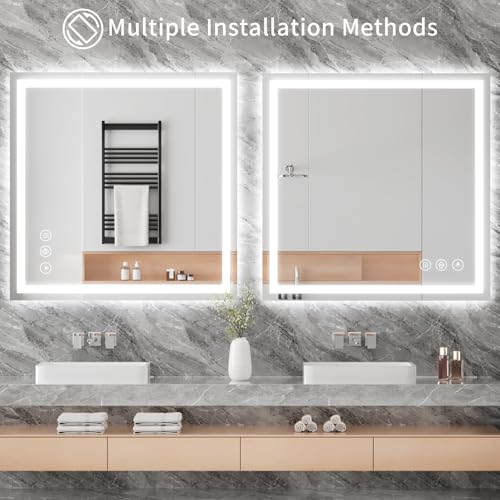Image of Koonmi 36 inchx40 inch LED Bathroom Mirror with Anti-Fog | 90CRI Shatterproof Vanity Mirror with Backlit + Front Lit, Easy Install for Modern Bathroom and Hotel (IP65)