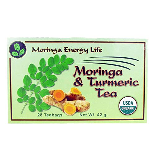 Moringa Tea Organic Turmeric Tea bags by Moringa Energy Life - Ayurveda's Famous Moringa Tea, All Natural Nutritious Moringa Leaf Tea Bags for Daily Wellness - 28 servings
