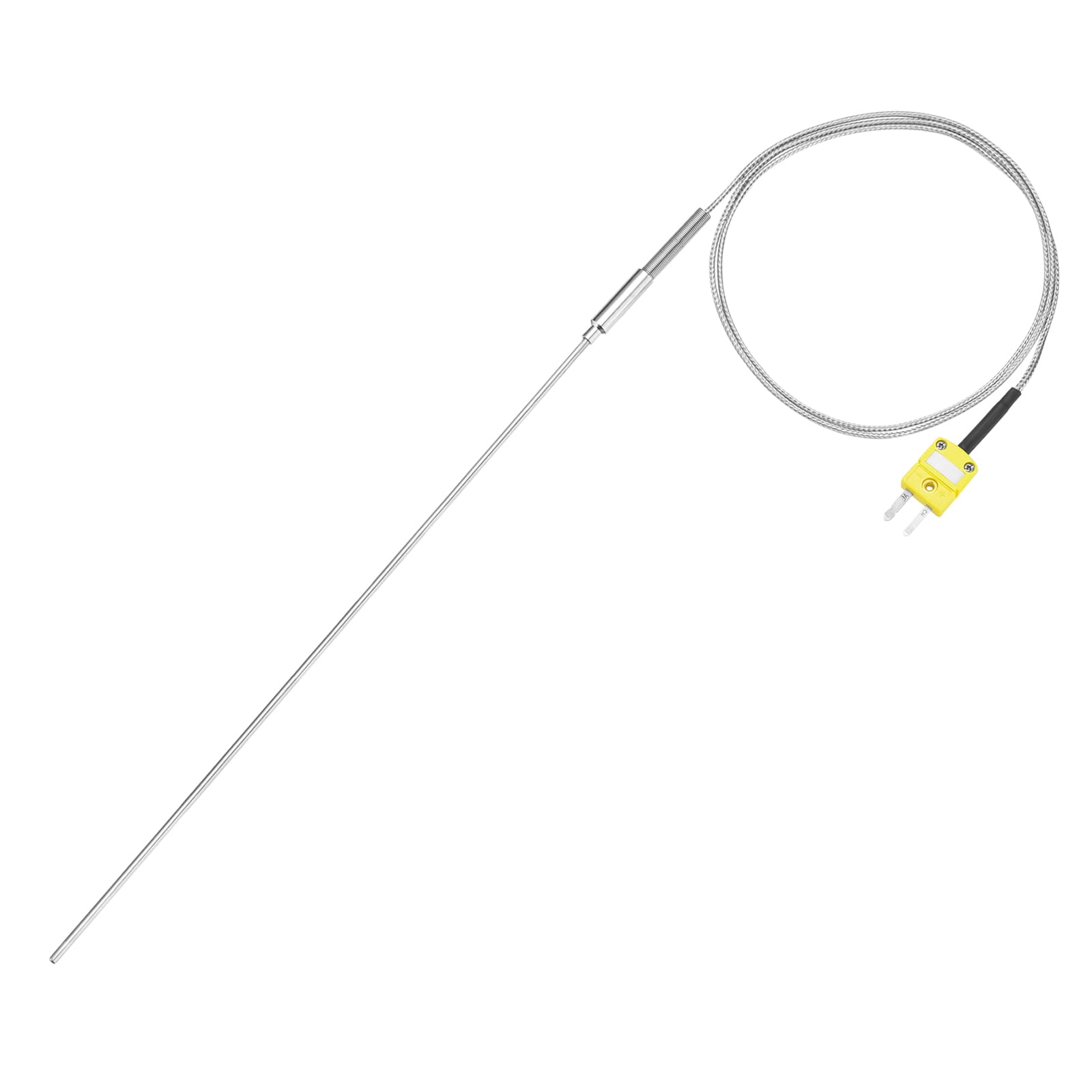 QUARKZMAN Termocoppia Tipo K con Connettore, 2x450mm Sonda Sensore di Temperatura -50 a 1100°C (-58 a 2012°F) in Acciaio Inossidabile 1000mm Lunghezza Cavo