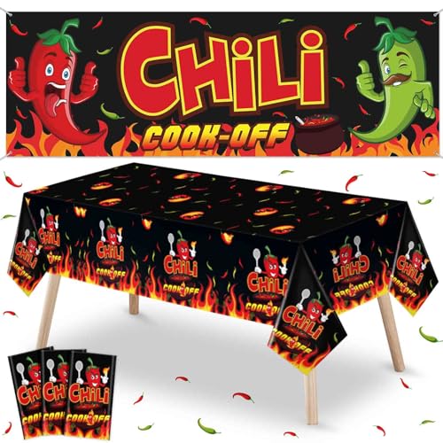 Oudain 4 Pcs Chili Cook Off Decorations Set 3 Pcs