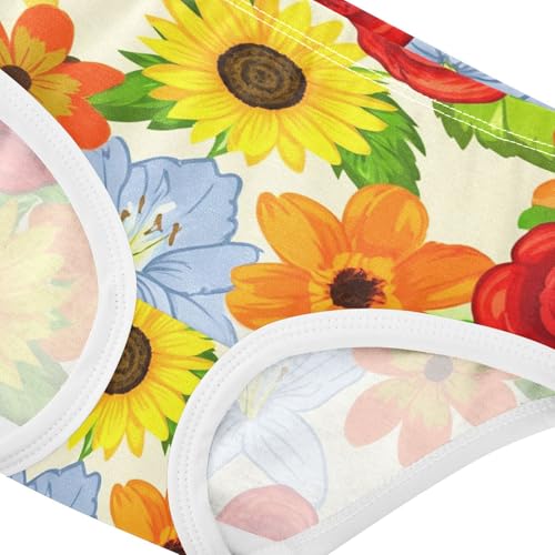Fun Toddler Girls Underwear 2t Cotton Panties for Girl Colorful Floral Beige Kids Briefs Undies4