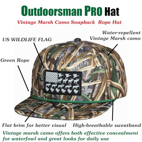 Image of EDTREK Performance Outdoorsman Snapback Truck Hat with Flat Brim - Unique Animal Embroidery