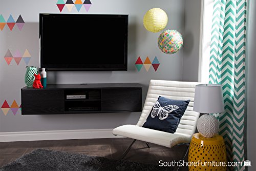 South Shore Floating Wall Mounted Media Console, Black Oak, 56", #TOP2