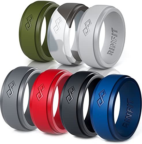Rinfit Silicone Rings for Men 9mm Wide, 2mm Thick - Mens Rubber Wedding Bands - Infinity Silicone Rings for Him - Patented Design - Pack C, Size 9
