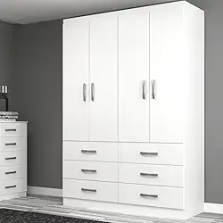 Evidência Móveis - Guarda Roupa Solteiro 4 Portas 6 Gavetas Treviso Evidência