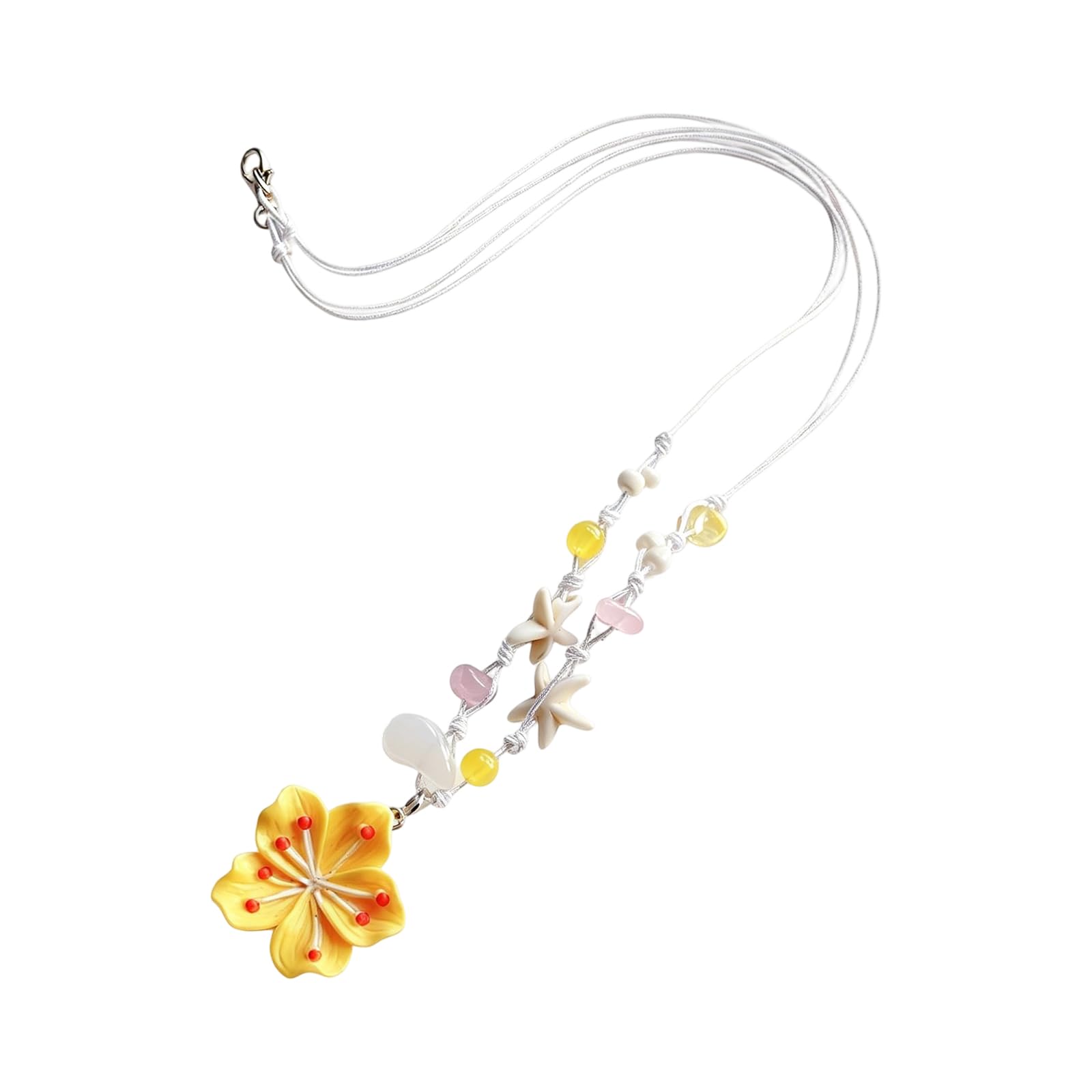 BWANGIAO Colorful Beaded Flower Necklace For Women And Girls Trendy Resin Floral Pendant Clavicle Chain Jewelry Accessory
