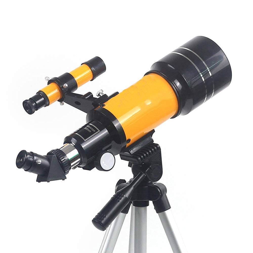 Telescopio, telescopio Refractor astronómico de Apertura de 70 mm con trípode Ajustable Telescopio astronómico con Adaptador para teléfono Inteligente Gran Regalo para niños Principiantes para