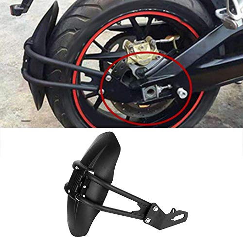image for Qiilu Motorcycle Rear Mudguard, Black ABS & Stainless Steel, Universal