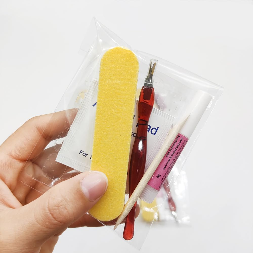 7pcs Nail Art Tools Set Jelly Gel Cleaning Cotton Mini Sponge Rub Strips Dead Skin Forks Wooden Sticks — view 2