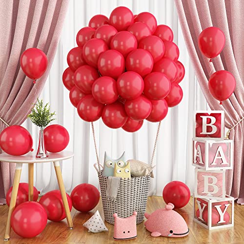 Image of Red Latex Balloons 12inch, 62pcs Helium Balloons, Matte Red Balloon for Party Decorations Supplies or Arch Decor for Birthday, Wedding, Anniversary, Christmas, Graduation, with Ribbon