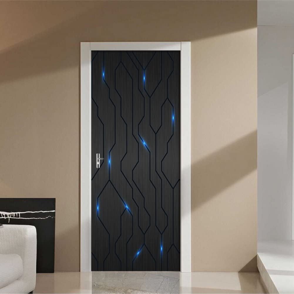 Danlai Style2 Pvc Self-Adhesive Waterproof Door Sticker Modern 3D Abstract Line Mural Wallpaper Living Room Study Home Decor Art Door Poster