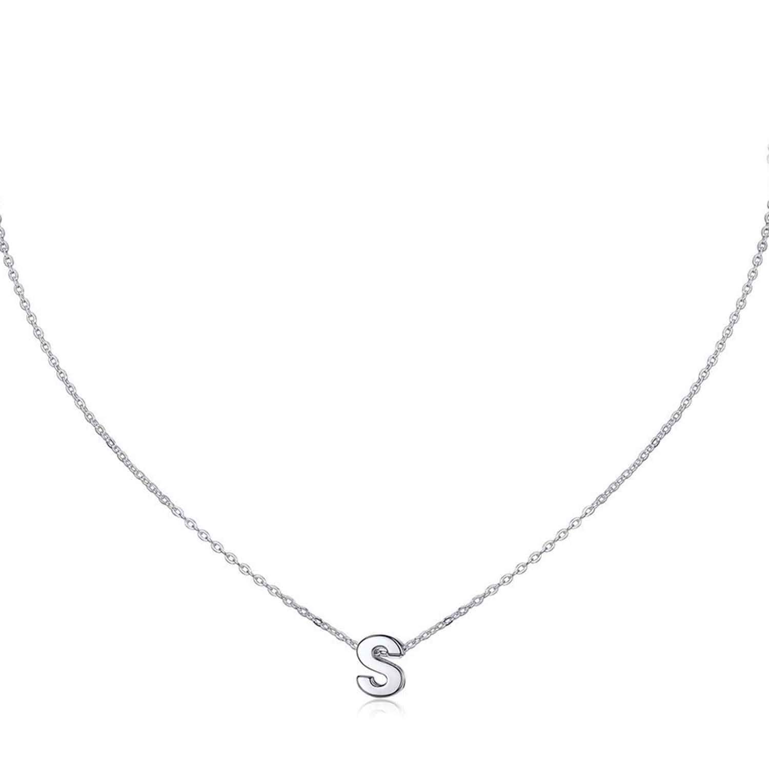 MOMOL Small Initial Necklace for Women Tiny Letter Personalized Necklaces Small Initial Necklace for Women Stainless Steel Tiny Letter Necklace Personalized Name Jewelry