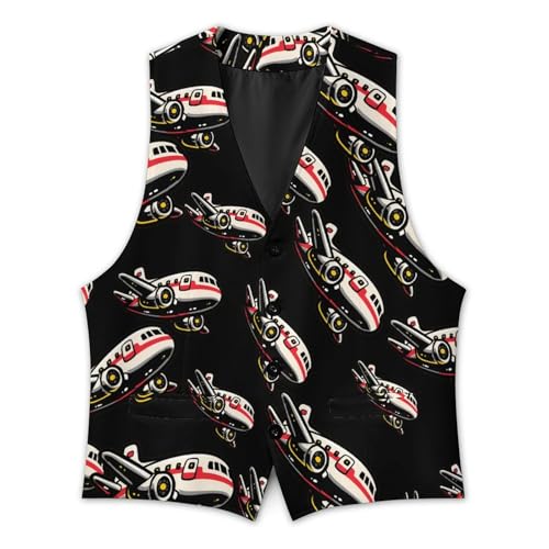 Airplane Men's Suit Vest Slim Fit Business Dress Party Pattern Waistcoat Vest Top3