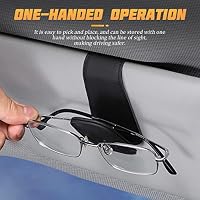 AICEL Sunglasses Holders for Car Sun Visor, Leather Magnetic Clip, Black — image 3