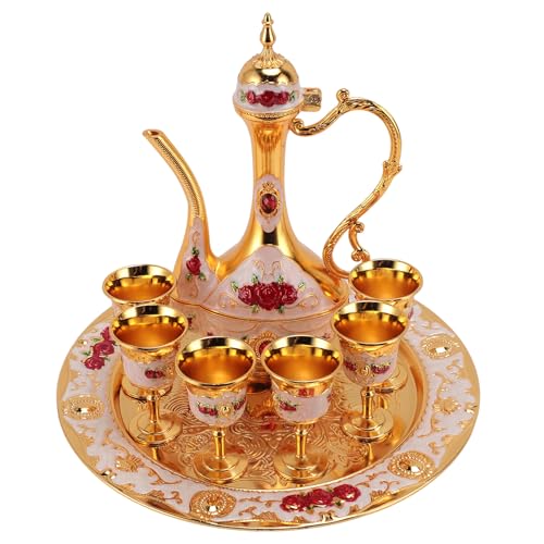 Conjunto de chá Turco de Liga de Zinco, Bonito, Ecológico, Vintage, Conjunto de Pote e Copo, Ornamen
