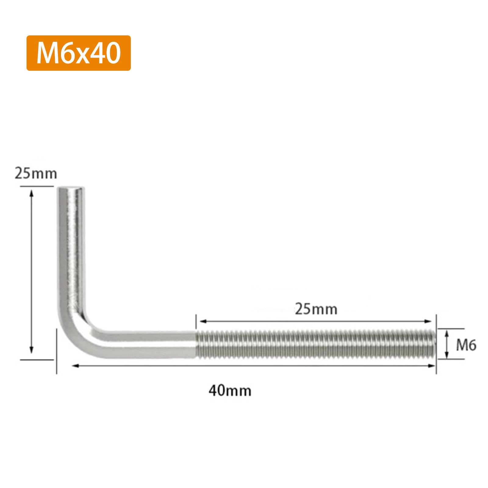 20 sztuk) śruby M6 x 40 mm Śruby hakowe w kształcie litery L 304 stal szlachetna śruby maszynowe haki śrubowe